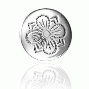 Bunad silver 4 leaved rose button flat medium large oxidized