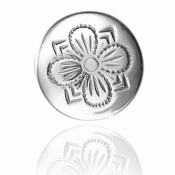 Bunad silver 4 leaved rose button flat large oxidized