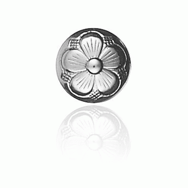 Bunad silver 5 leaved rose button 2 small oxidized 