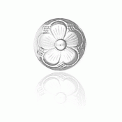 Bunad silver 5 leaved rose button 2 medium fair, long loop
