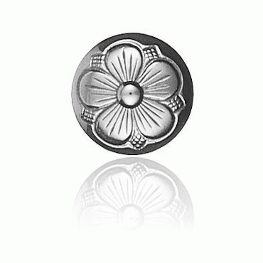 Bunad silver 5 leaved rose button 2 medium oxidized with base
