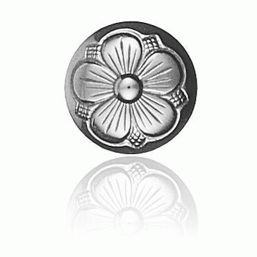 Bunad silver 5 leaved rose button 2 large oxidized, long loop