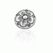 Bunad silver 5-leaved rose button nr. 4 small oxidized
