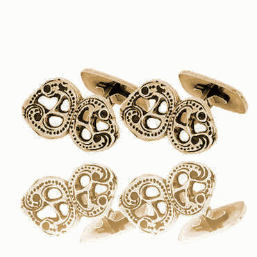 Bunad silver Cufflinks no. 10 double old gilded