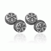 Bunad silver Cufflinks no. 13 double with base oxidized