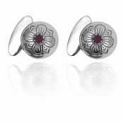 Bunad silver Cufflinks no. 28 with red stone