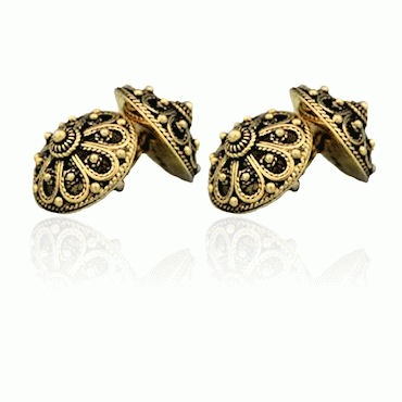 Bunad silver Cufflinks no. 53 double old gilded