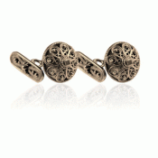 Bunad silver Cufflinks no. 72 old gilded with demant