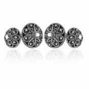 Bunad silver Cufflinks no. 73 double oxidized with demant