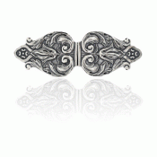 Bunad silver Belt buckle no. 8 small for leather oxidized 