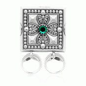 Bunad silver Belt plaque no. 29 oxidized with dishes and green stone