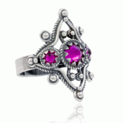 Bunad ring no. 28 oxidized with pink stones