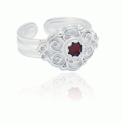 Bunad silver Bunad ring no. 4 fair with a red stone