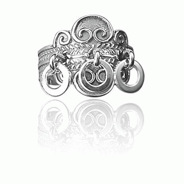 Bunad silver Bunad ring no. 5 oxidized with circles