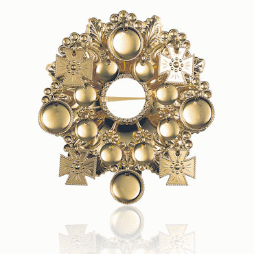 Bunad silver Face brooch no. 5 gilded