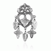 Bunad silver Heart brooch Hitra small oxidized