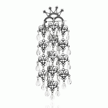 Bunad silver Heart brooch no. 16 with 13 oxidized pendants