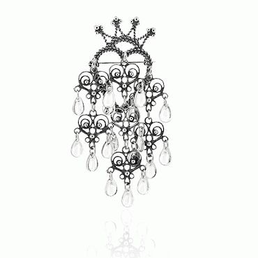 Bunad silver Heart brooch no. 16 with 7 oxidized pendants