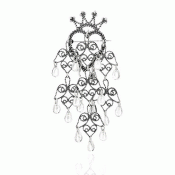 Bunad silver Heart brooch no. 18 with 7 oxidized pendants