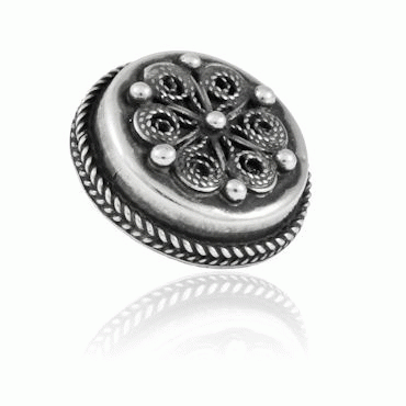 Bunad silver Holland button large oxidized