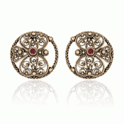 Bunad silver Eyelets no. 22 with red stone old gilded