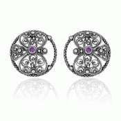 Bunad silver Eyelets no. 22 with purple stone