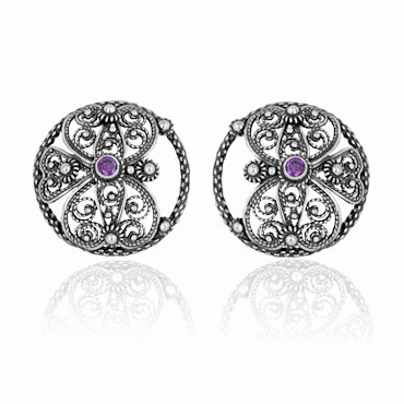 Bunad silver Eyelets no. 22 with purple stone