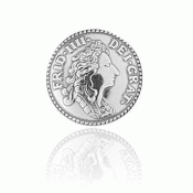 Bunad silver Coin button no. 2 small oxidized, long loop