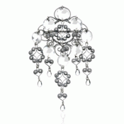 Bunad silver Nordland brooch no. 4 oxidized with pendants
