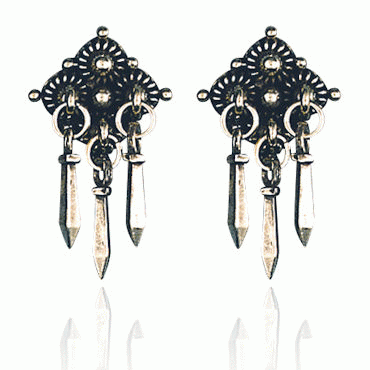 Bunad silver Earrings no. 23 old gilded
