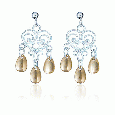 Bunad silver Earrings no. 38 fair gilded
