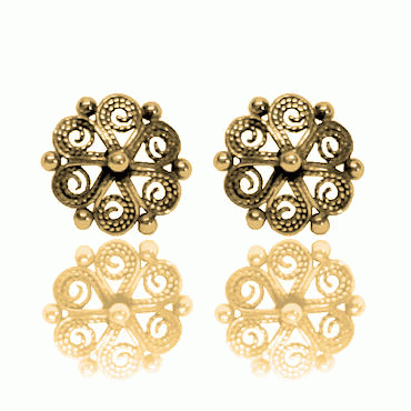 Bunad silver Earrings no. 4 old gilded
