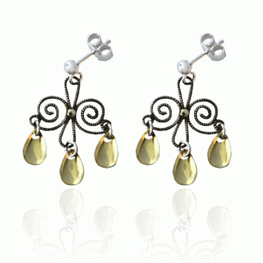 Bunad silver Earrings no. 65 oxidized gilded