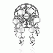 Bunad silver Dish brooch no. 2 with pendants oxidized