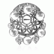 Bunad silver Dish Brooch no. 74 oxidized filigree pendants