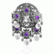 Dish Brooch no. 75 oxidized with purple stones