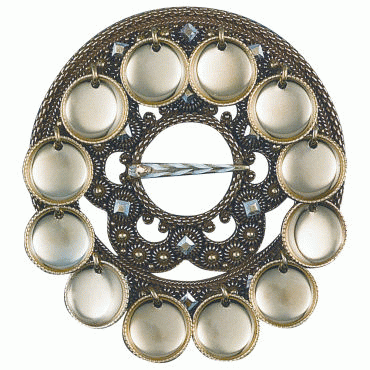 Bunad silver Serpent brooch no. 1 with dishes old gilded