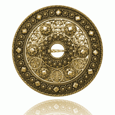 Bunad silver Trandeim brooch no. 1 old gilded