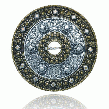 Bunad silver Trandeim brooch no. 1 two-colored
