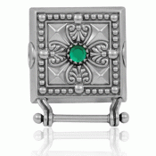 Bunad silver Purse plaque no. 29 oxidized with green stone